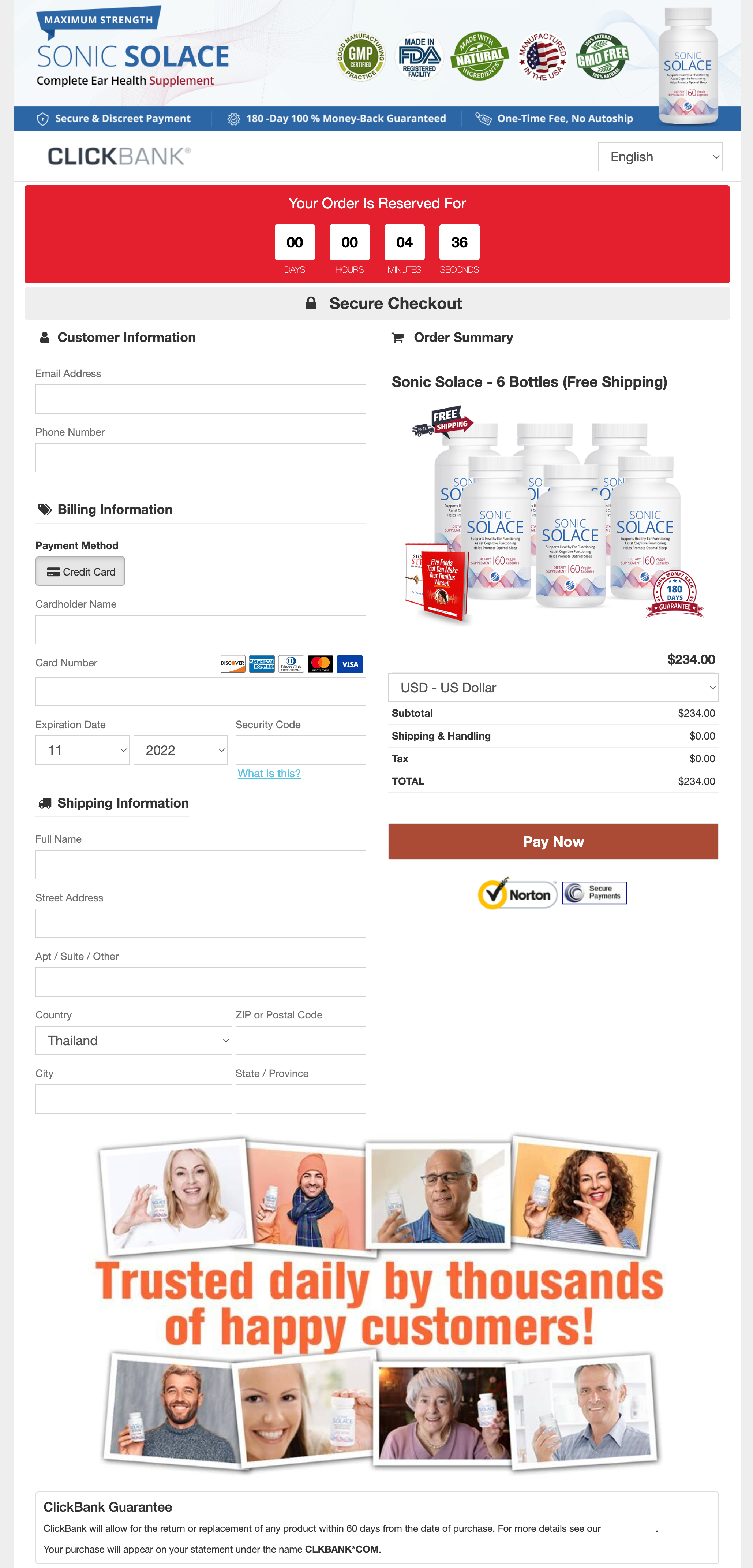 Sonic Solace - Order Page